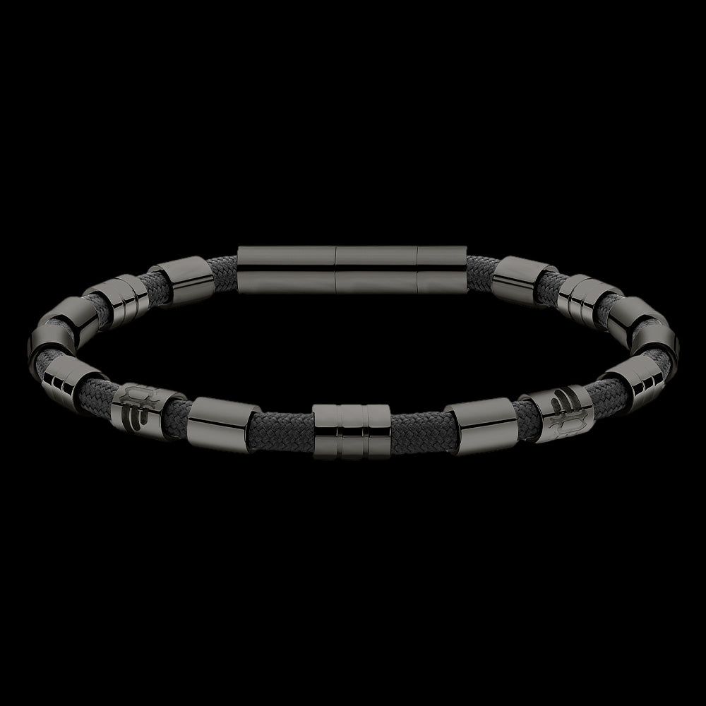 POLICE GEAR BLACK NYLON MEN'S BEAD BRACELET