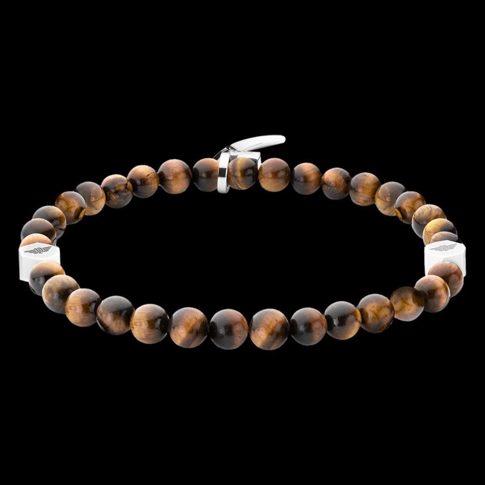 POLICE TALON TIGER EYE BEAD MEN'S BRACELET - BACK VIEW