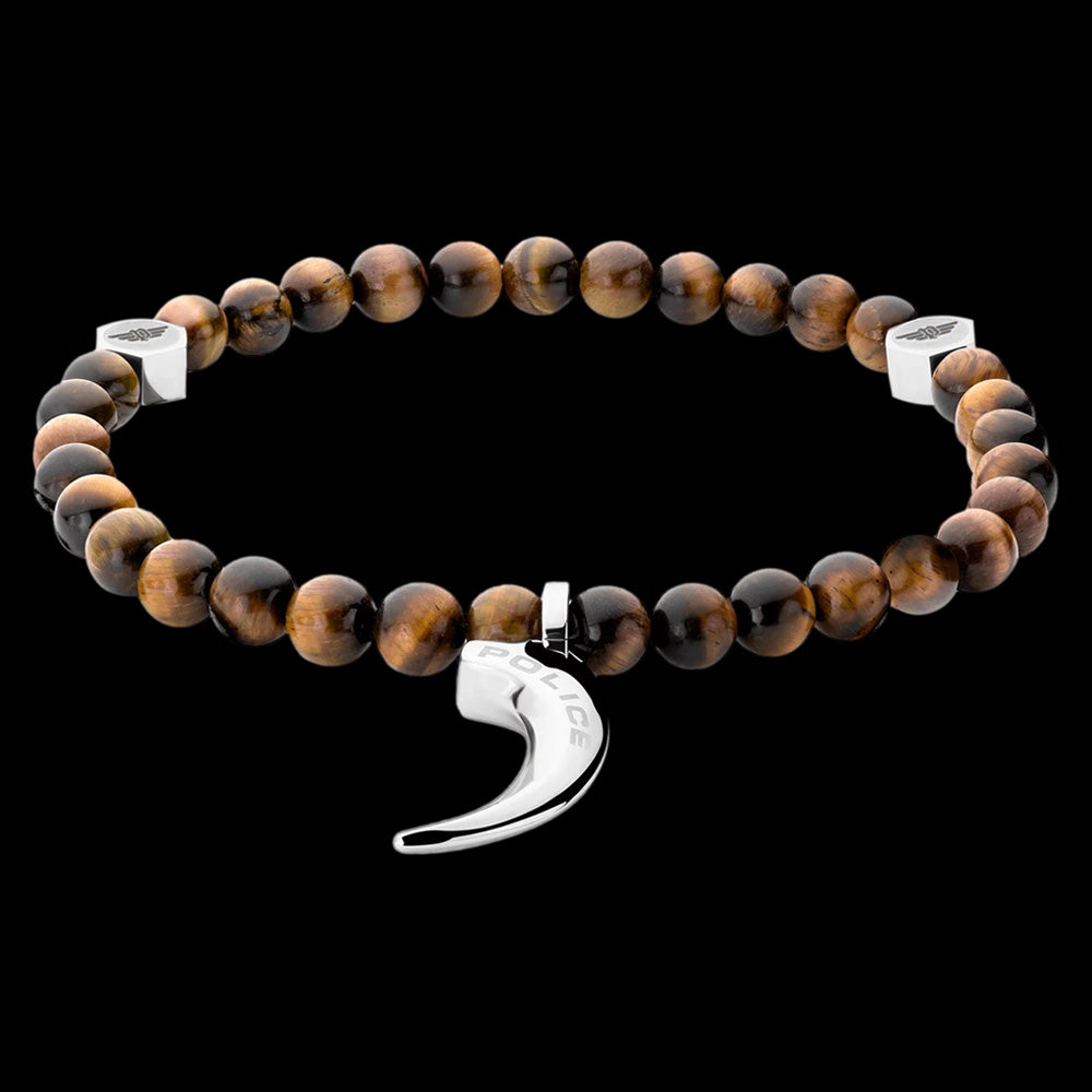 POLICE TALON TIGER EYE BEAD MEN'S BRACELET