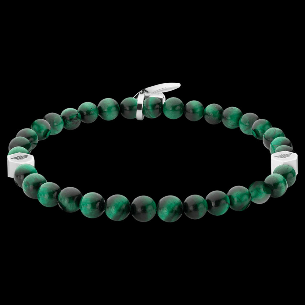 POLICE TALON GREEN TIGER EYE BEAD MEN'S BRACELET - BACK VIEW