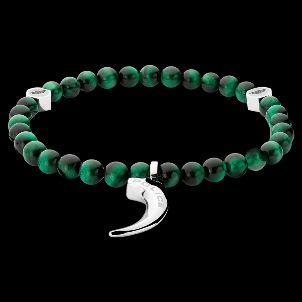 POLICE TALON GREEN TIGER EYE BEAD MEN'S BRACELET