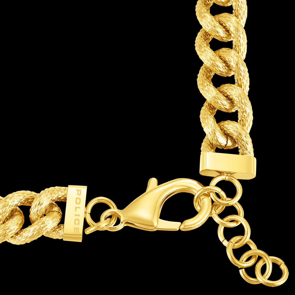 POLICE CRANK GOLD MEN'S CHAIN NECKLACE - CLOSE-UP