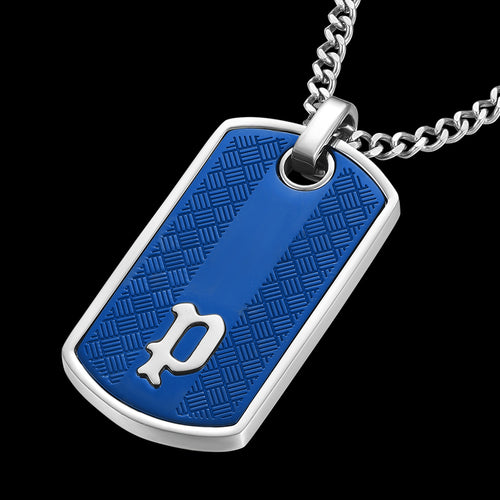 POLICE HANG BLUE TEXTURED DOG TAG MEN'S NECKLACE