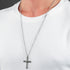 POLICE WHIZ ANTIQUE SKULL CZ CROSS MEN'S NECKLACE - MODEL VIEW