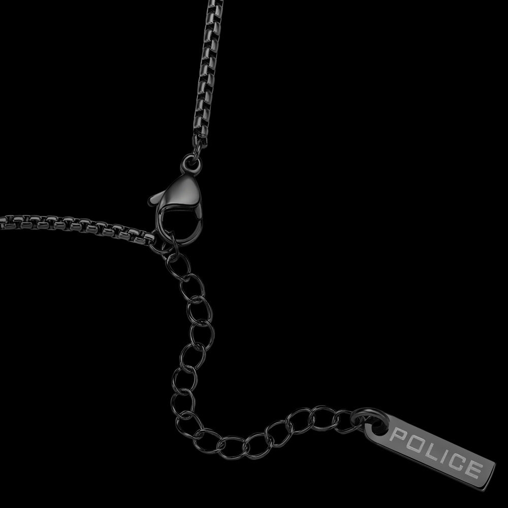 POLICE BULLET BLACK CZ MEN'S NECKLACE - CHAIN CLOSE-UP