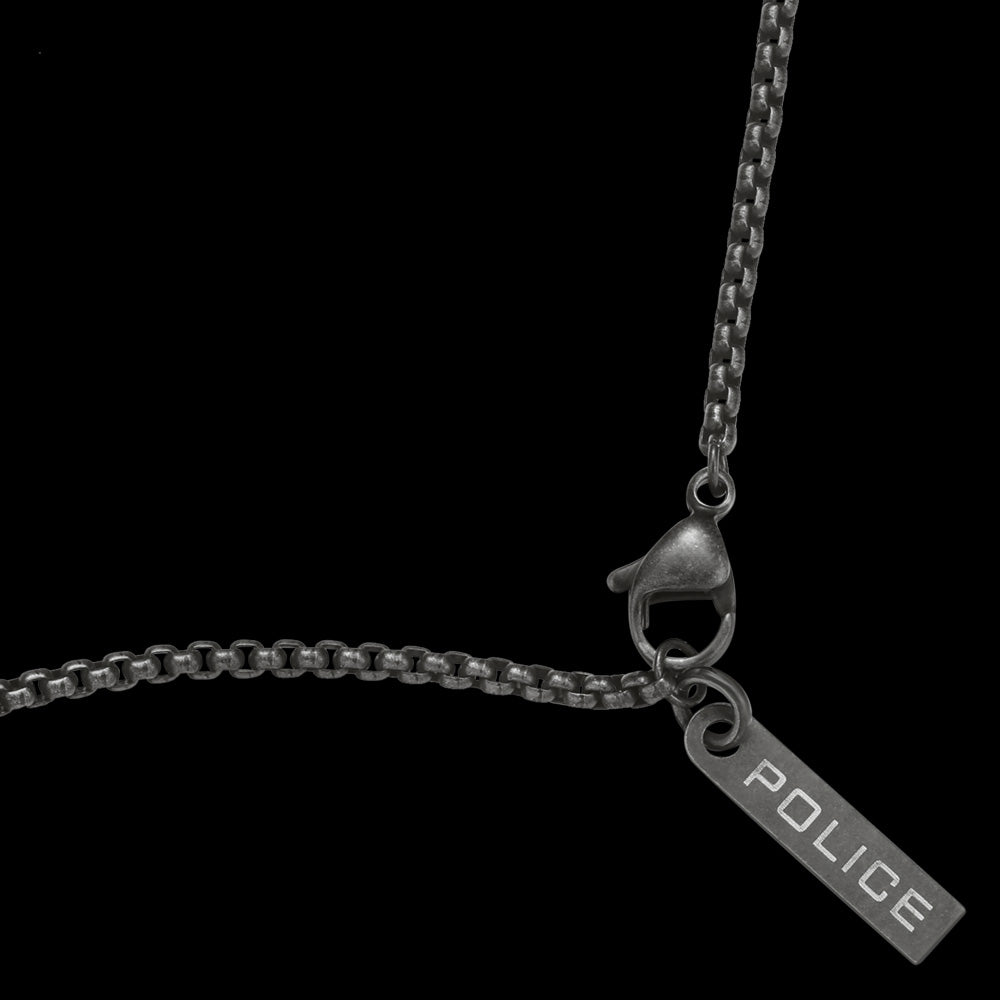 POLICE BULLET GUNMETAL GREY MEN'S NECKLACE - CHAIN CLOSE-UP