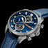 Side View Police Reactor Blue Leather Men's Watch