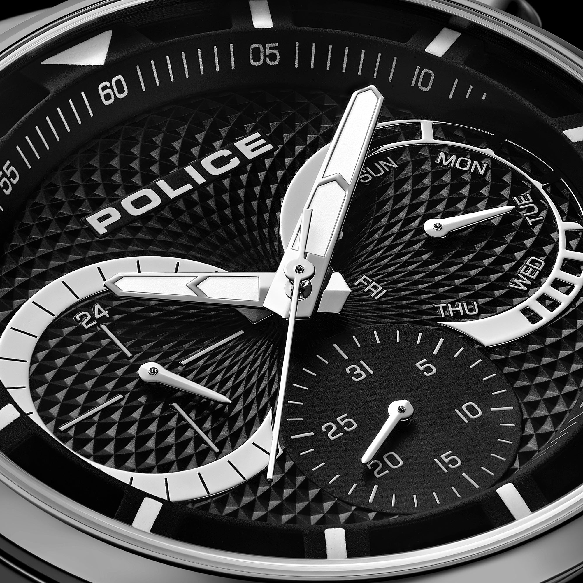 Dial Close-UP Police Driver II Gunmetal Grey Black Dial Men's Watch