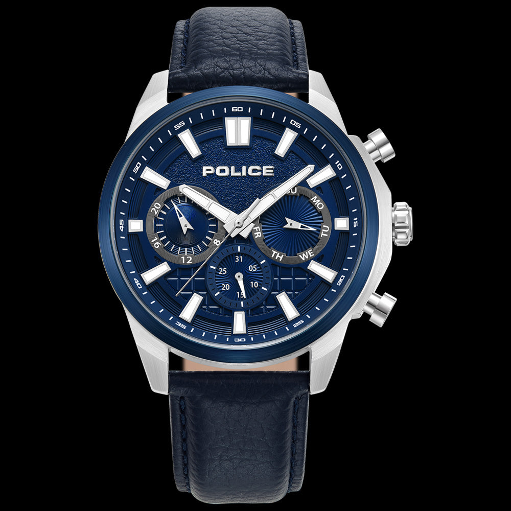 POLICE RANGY BLUE DIAL LEATHER MEN'S WATCH