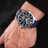POLICE NEIST SILVER BLUE DIAL LEATHER MEN'S WATCH - WRIST VIEW