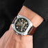 POLICE NORWOOD SILVER BROWN LEATHER MEN'S WATCH - WRIST VIEW