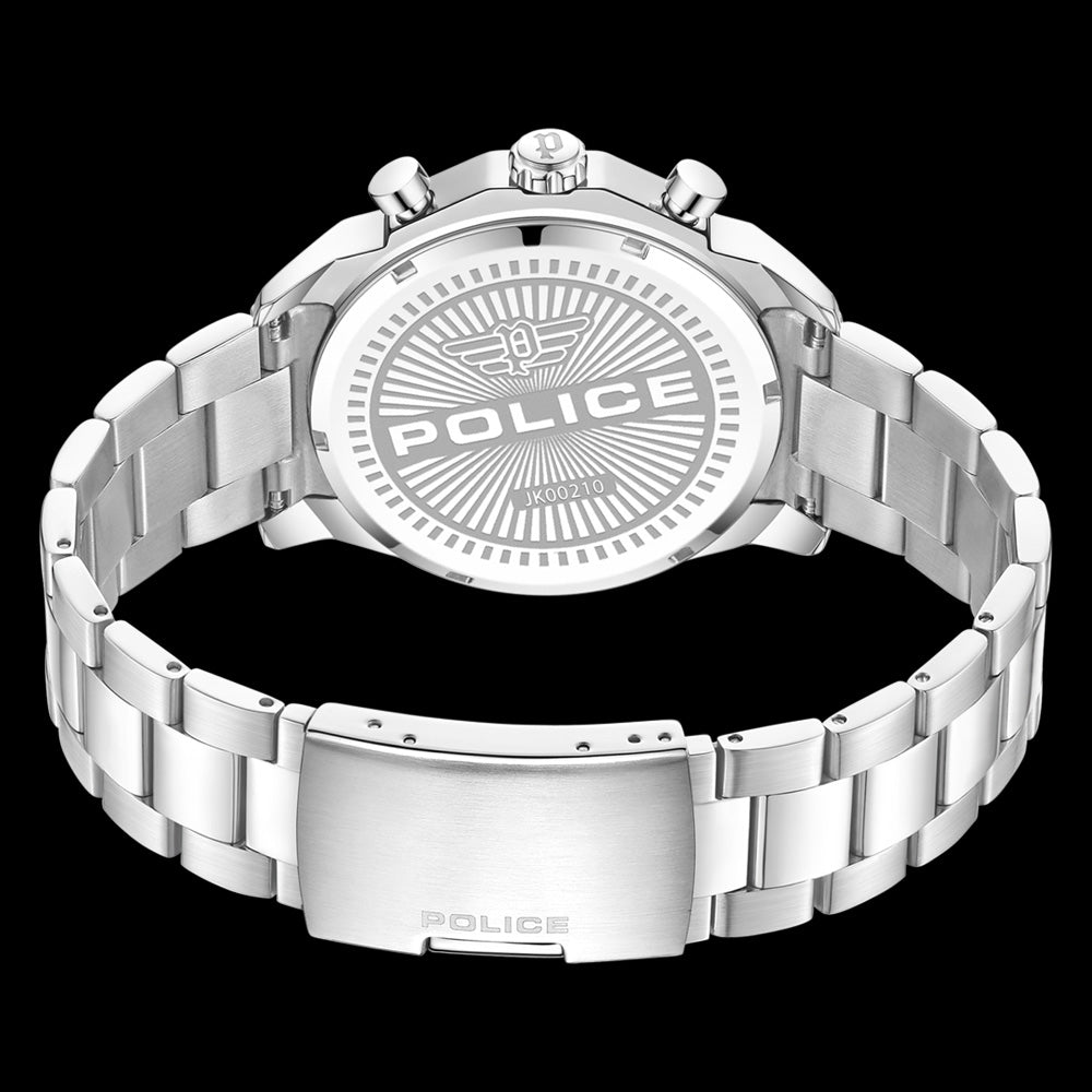 POLICE RANGY SILVER GREEN DIAL MEN'S WATCH - BACK VIEW