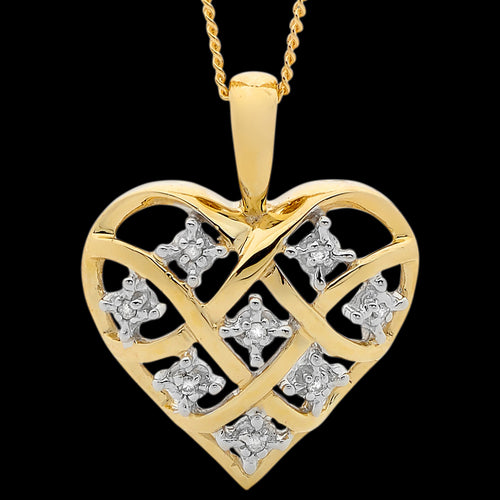 9 KARAT GOLD DIAMOND DREAMWEAVER HEART NECKLACE