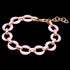 Side View Sterling Silver Rose Gold Pink Ceramic Circle Link Bracelet