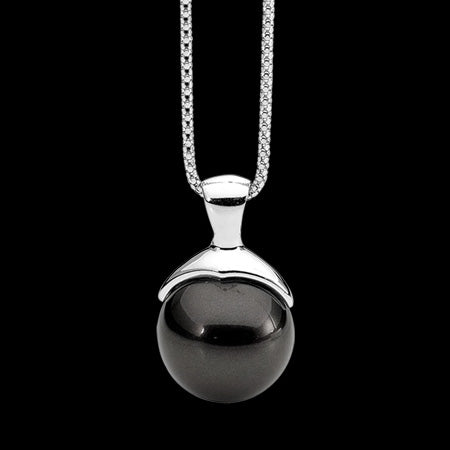 ELLANI STERLING SILVER BLACK PEARL NECKLACE