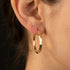 Tesoro Italian 9 Carat Gold Bevel Edge Hoop Earrings In Woman's Ear