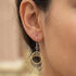 Close Up Woman Wearing Tesoro Cascading Sterling Silver Gold Hoop Earrings