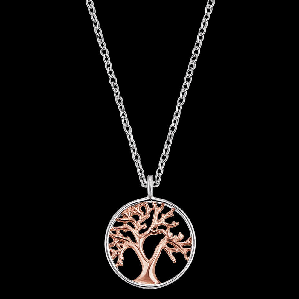 ENGELSRUFER SILVER ROSE GOLD TREE OF LIFE NECKLACE