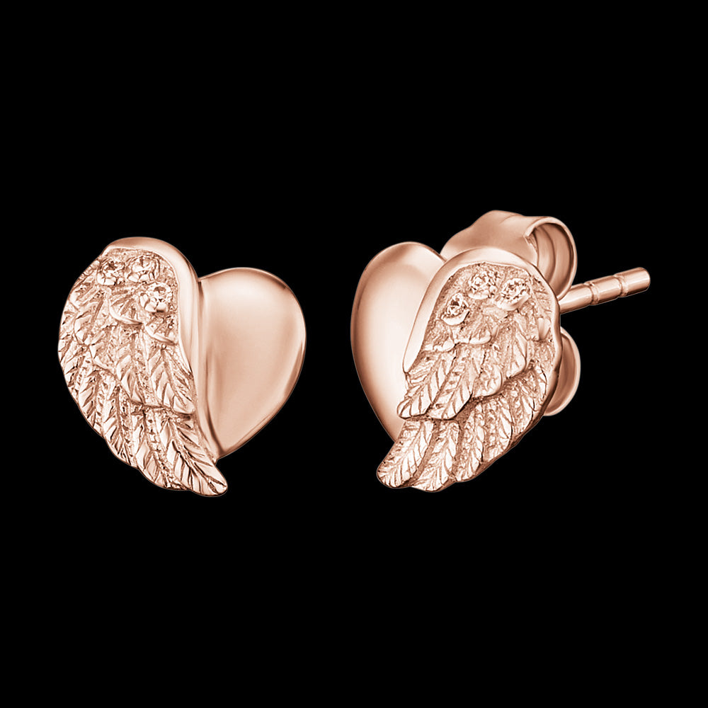 ENGELSRUFER ROSE GOLD HEARTWING CZ STUD EARRINGS