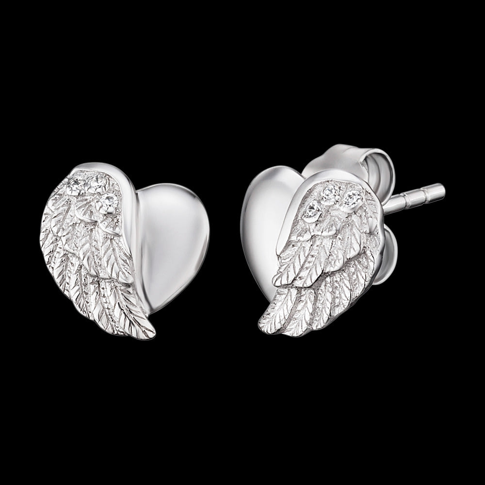 ENGELSRUFER SILVER HEARTWING CZ STUD EARRINGS