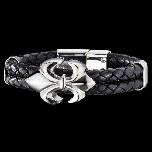 SAVE BRAVE MEN’S VICTOR FLEUR-DE-LIS LEATHER BRACELET