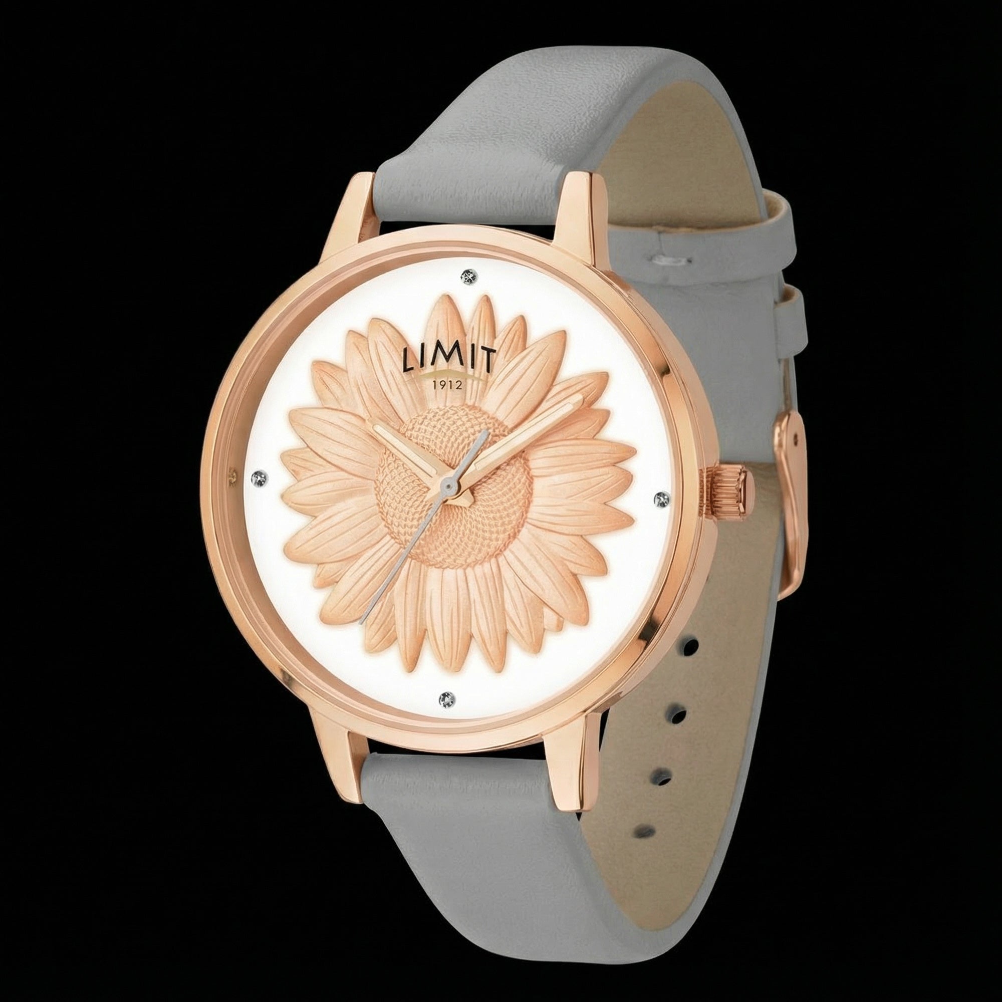 Tilt Angle Limit Secret Garden Sunflower Dial Rose Gold Leather Watch