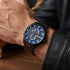 Man Wering Police Lincoln Blue Dial Black Men's Watch