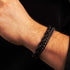 Man Wearing Men’s Onyx Bead & Chain Double Wrap Bracelet