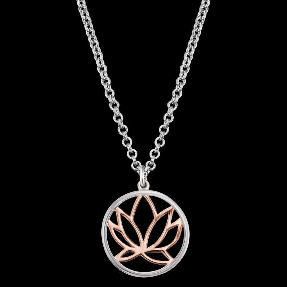 ENGELSRUFER SILVER ROSE GOLD LOTUS NECKLACE