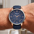 Man Wearing Kenneth Cole Blue Dial Multifunction Men's Watch