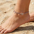 Woman Wearing Hearts & Beads Steel Boho Anklet