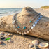 Tree Of Life Steel Boho Bead Anklet & Bracelet On A Log At The Beach