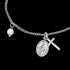 ENGELSRUFER SILVER VIRGIN MARY MARIA CROSS PEARL BRACELET - CLOSE-UP 2