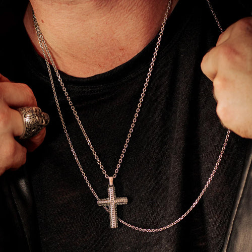 Rough Edge Black Steel Cross Men's Necklace | Save Brave Australia