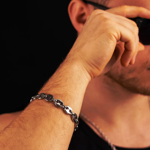 Man Wearing Men's Cameron Stainless Steel Bracelet