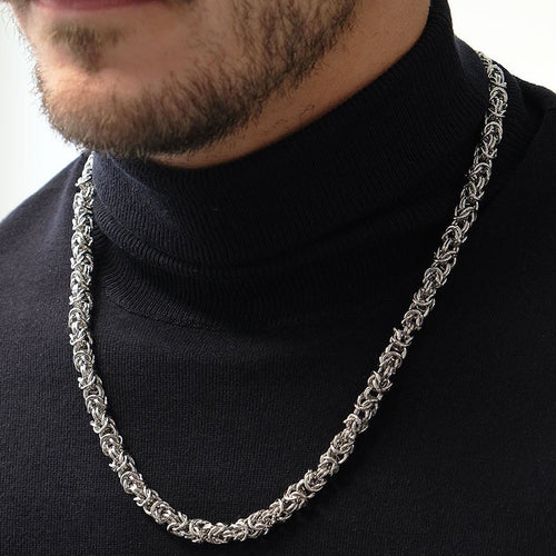SAVE BRAVE MEN'S BYZANTINE STAINLESS STEEL CHAIN NECKLACE