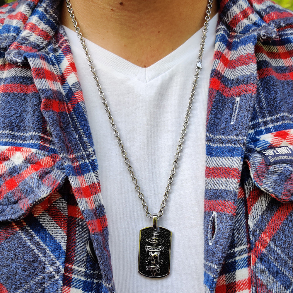 SAVE BRAVE JACK SKULL & DAGGER DOG TAG NECKLACE | AUSTRALIA