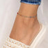 Woman Wearing Steel Rainbow Bead Anklet