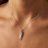 Woman Wearing Angel Wing Duo Rose Gold Necklace