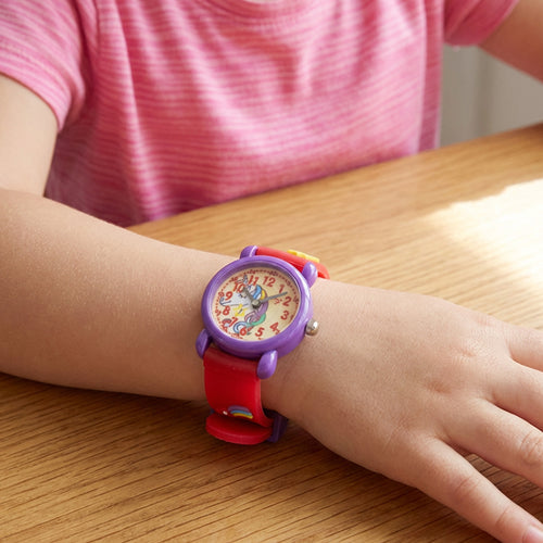 Young Girl Wear Colourful Unicorn Children's Watch