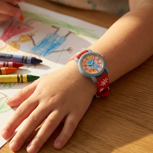 Young Girl Wearing Colourful Elephant Children's Watch