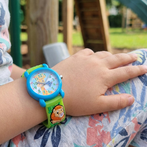 Young Girl Wear Colourful Zoo Animals Children's Watch