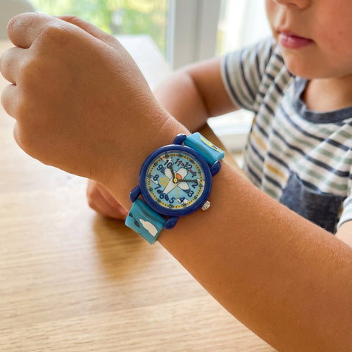 Young Boy Wearing Airline Pilot Children's Watch