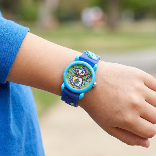 Young Boy Wearing Robot Children's Watch