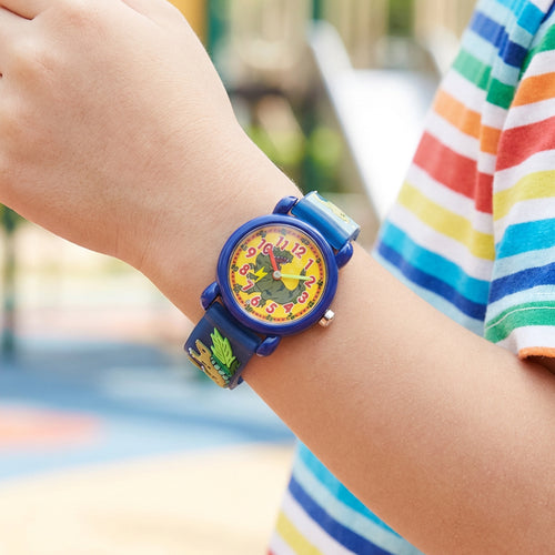 Young Boy Wearing Dinosaur Children's Watch