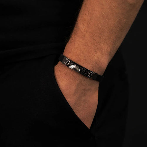 Man Wearing Steel Compass Bracelet | Save Brave Australia