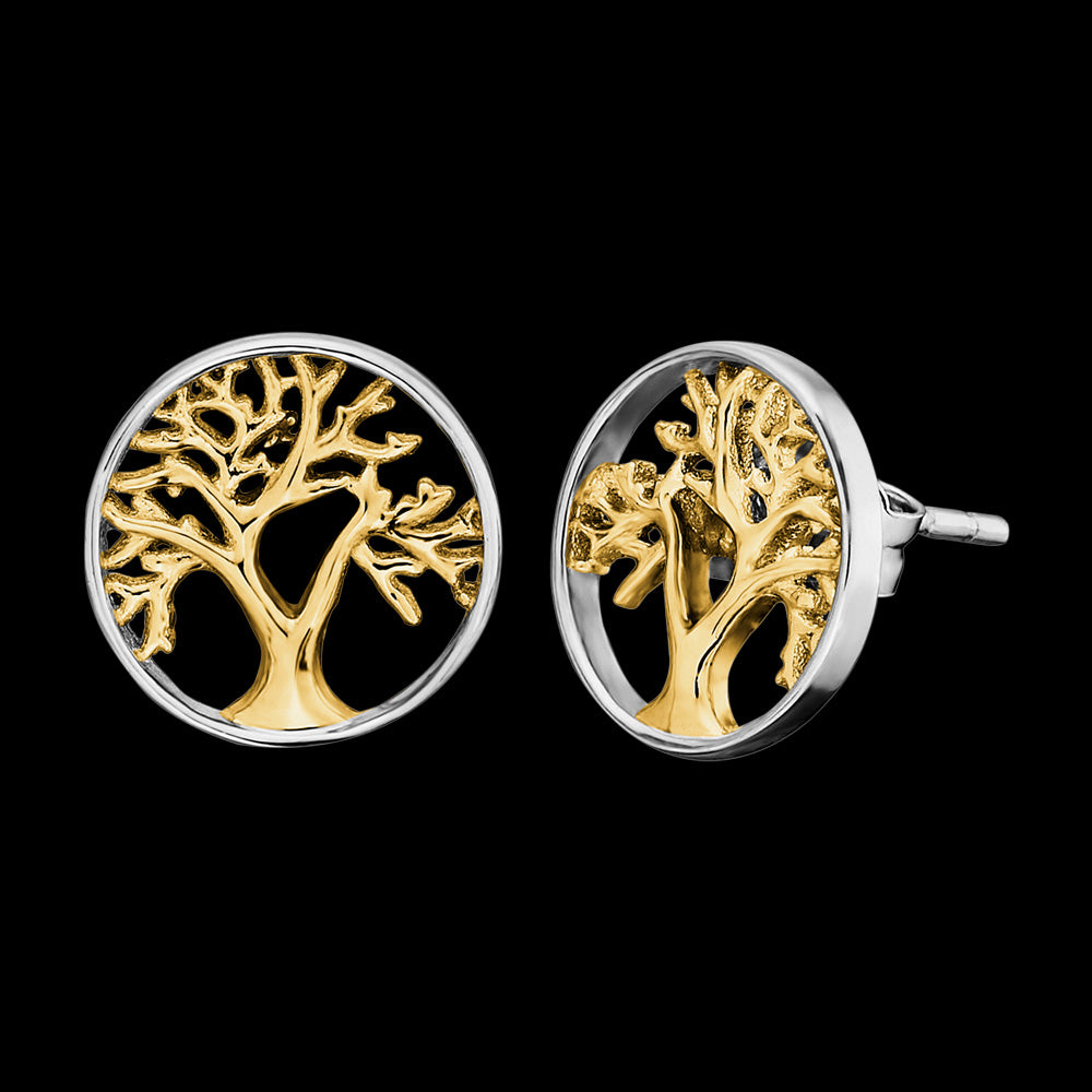 ENGELSRUFER TREE OF LIFE SILVER GOLD EARRINGS