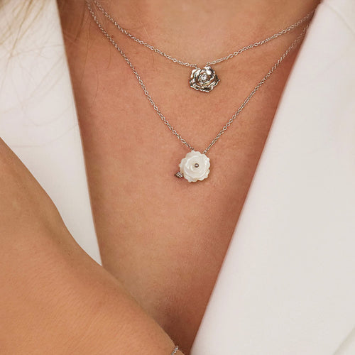 ENGELSRUFER ROSE MOTHER OF PEARL NECKLACE - MODEL VIEW
