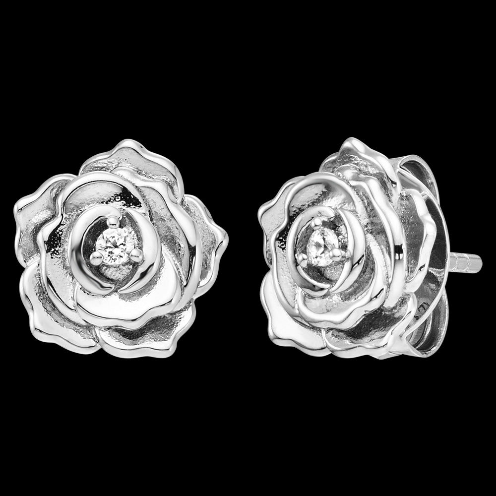 ENGELSRUFER ROSE SILVER CZ STUD EARRINGS