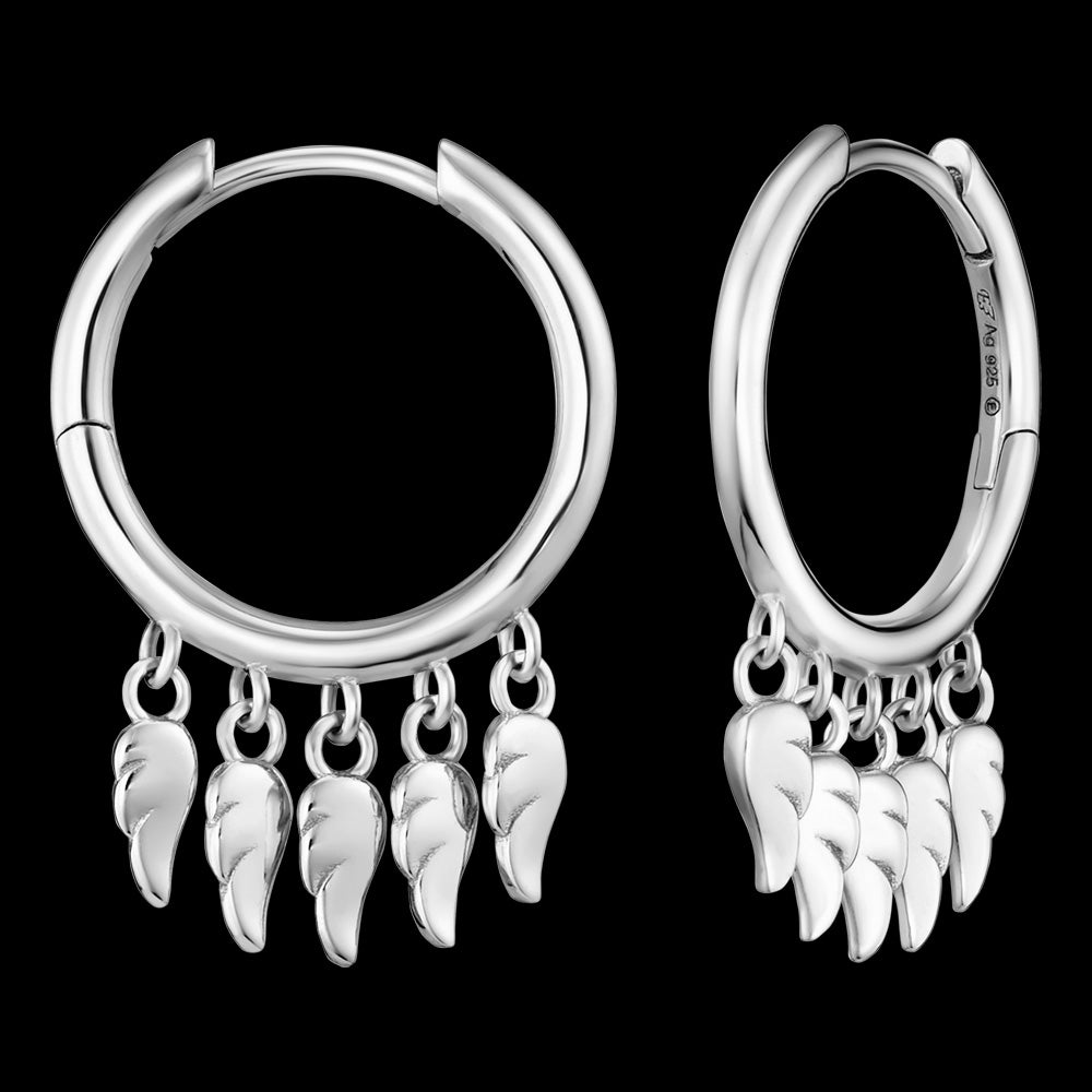 ENGELSRUFER FLYING ANGEL WINGS 18MM HOOP EARRINGS